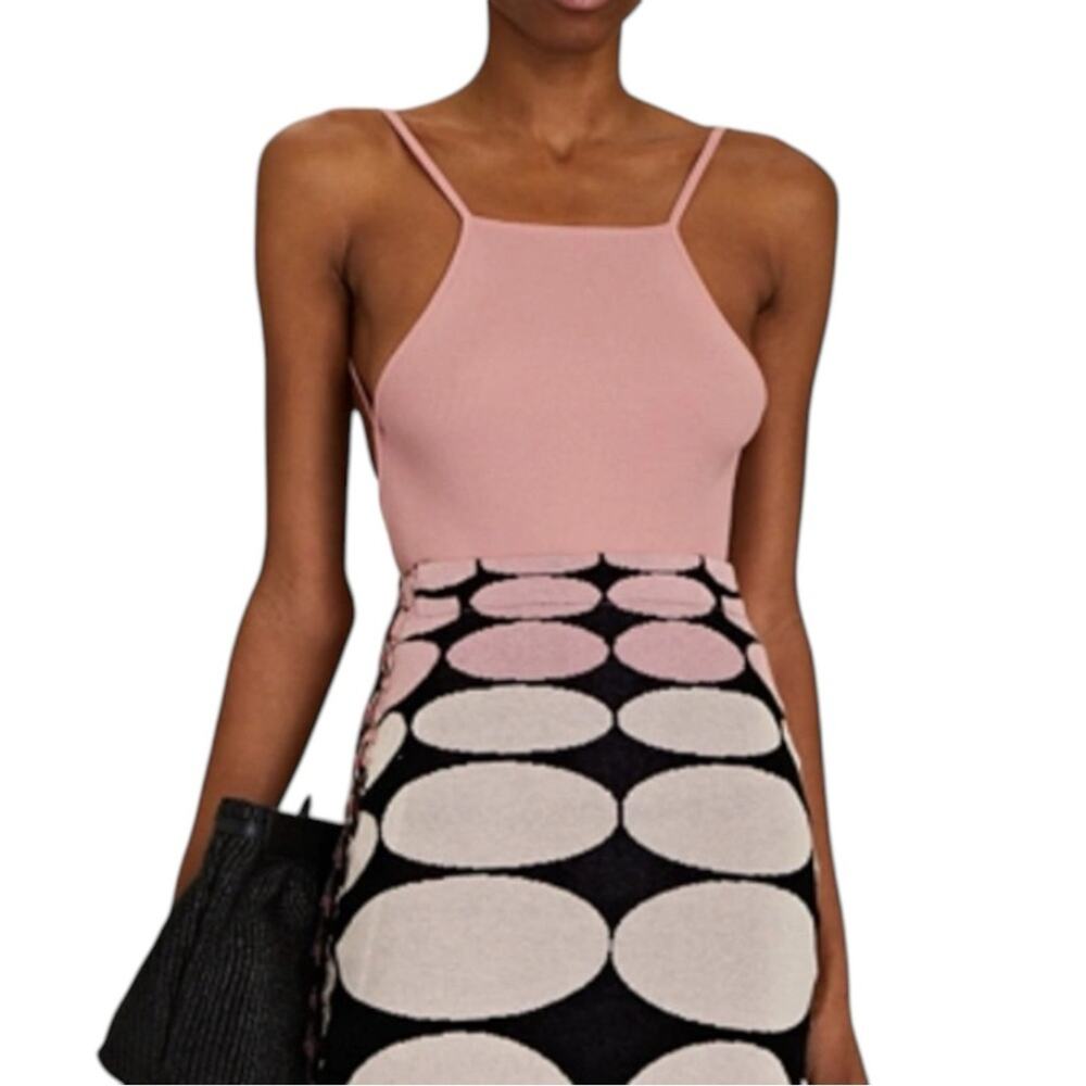 NWOT Zeynep Arcay Open Back Rib Knit Pink Bodysuit US 4